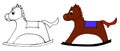 Children`s rocking horse. Vector hand-drawn illustration.